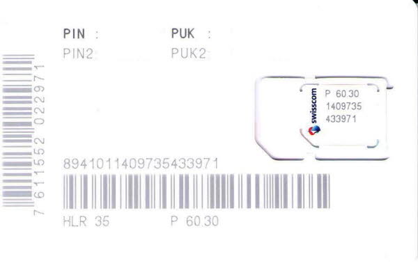 Schweiz: Swisscom SIM/MicroSIM